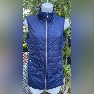 Women’s Medium Peter Millar Lizzie Hybrid Golf Vest, Quilted, Navy, With Logo